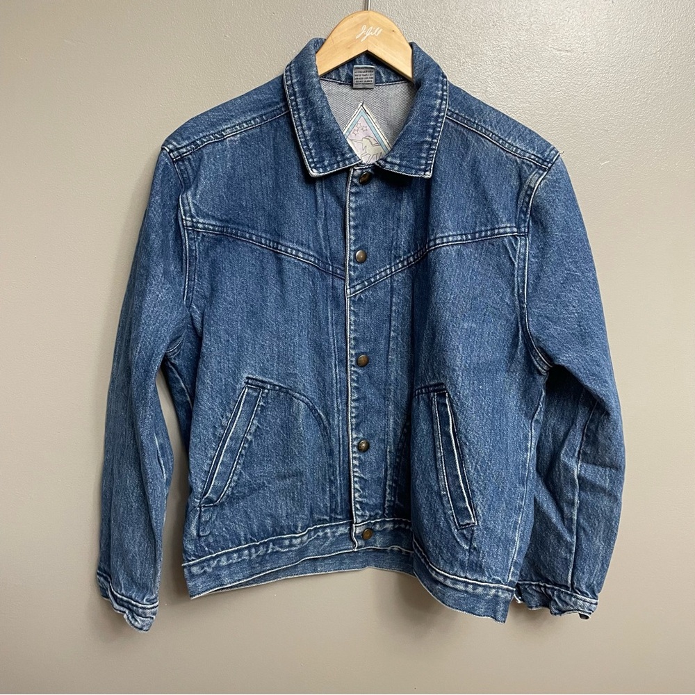 Silver Unicorn Vintage Women Large  Denim Jean Trucker Jacket aviator